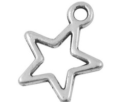 Star Charm Silver 14x12mm, 8 pieces