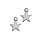 Charm Star Silver 8x11mm Nickel Free, 20 pieces