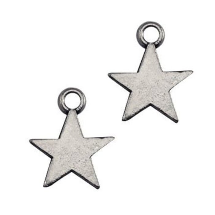 Charm Star Silver 8x11mm Nickel Free, 20 pieces