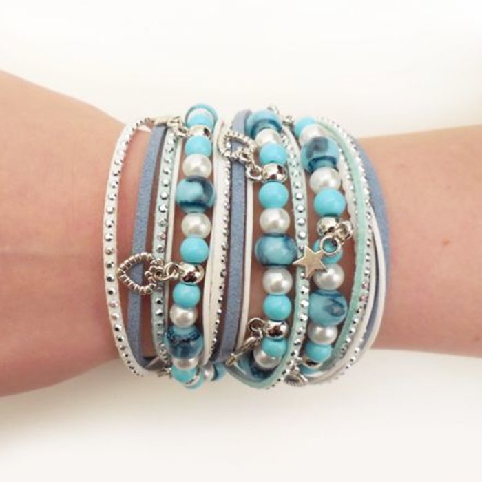 Wrap Bracelet Blue Beads & Basics