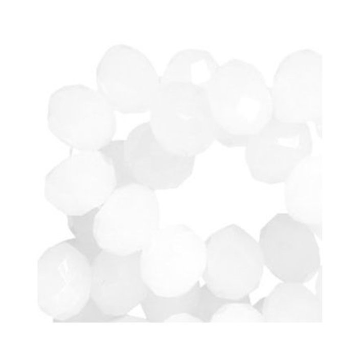 147* Facet Glaskralen Wit 8x6mm, 65 stuks