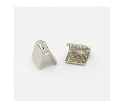 20 pieces Fold Over Cord End Silver 8x6mm
