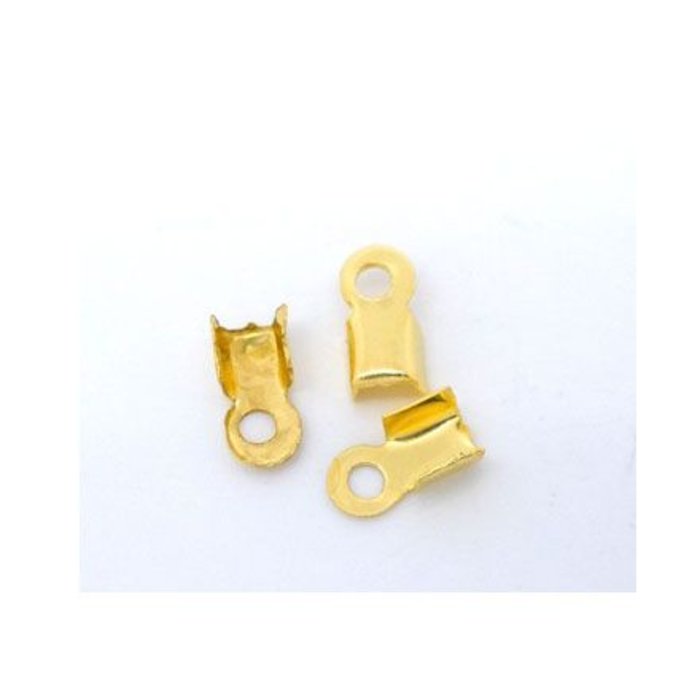 Fold Over Cord End Gold Plated 6x3mm, 20 pieces