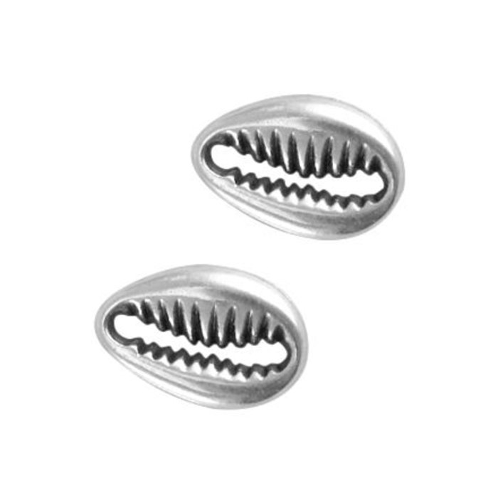 5 stuks Tussenstuk Kauri Schelp Zilver 18x12mm Nikkelvrij - 5810