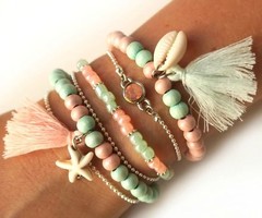 Summer Bracelets in Mint and Pink