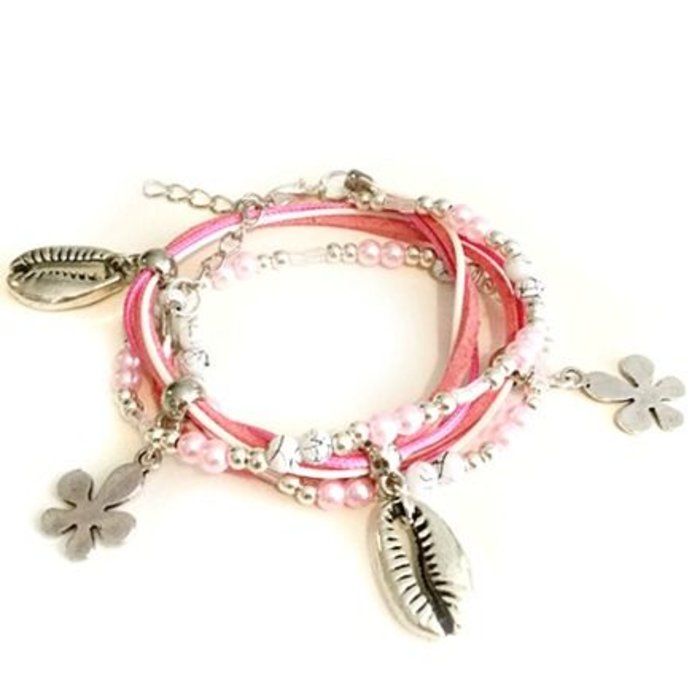 Pink Shells Wrap Bracelet Inspiratie0176