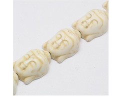 3 stuks Buddha Kraal Groot Wit 29x20mm