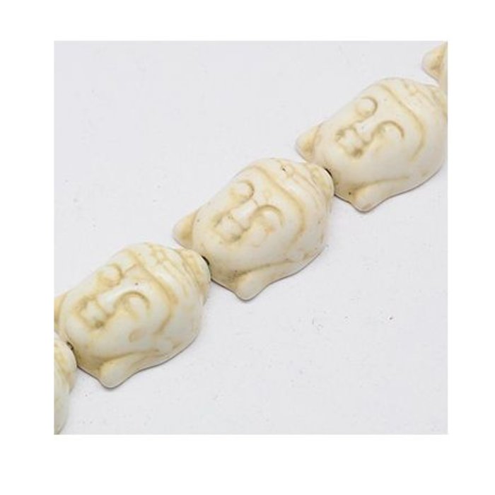 Buddha Kraal Groot Wit 29x20mm, 3 stuks