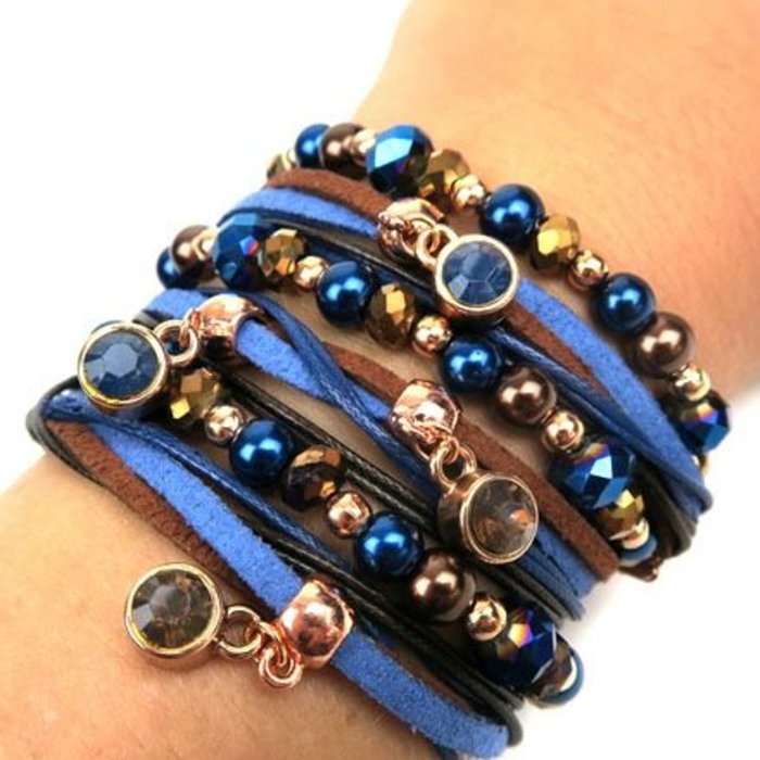 Wrap Bracelet Blue With Brown Inspiratie0160