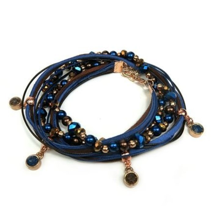 Wrap Bracelet Blue With Brown Inspiratie0160