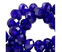 Facet Glaskralen Kobalt Blauw 6x4mm, streng 80 stuks