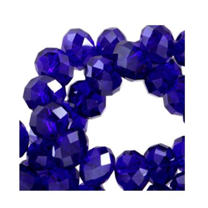 Facet Glaskralen Kobalt Blauw 6x4mm, 80 stuks