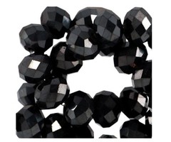 Faceted Glassbeads Black Rainbow Shine 3x2mm, strand 160 pieces