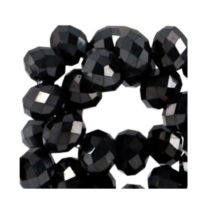 137* Faceted Glassbeads Black Rainbow Shine 3x2mm, strand 160 pieces