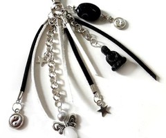 Black White Keychain Making With Buddha Charm