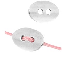 5 pieces Metal Button Silver 14x10mm