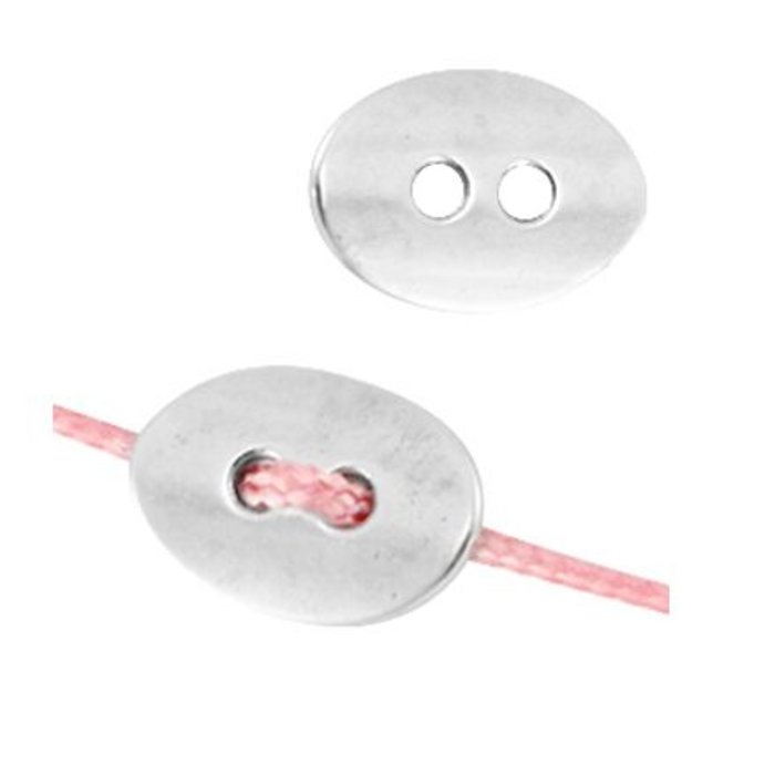 Metal Button Silver 14x10mm, 5 pieces