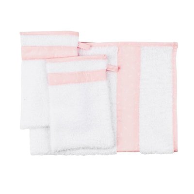 Les Reves Anais handdoek met twee washandjes Pink Bow