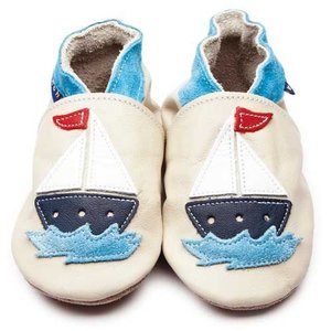 Inch Blue babyslofjes sail boat cream