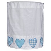 Taftan hanglamp zachte kap hartjes ruit lichtblauw