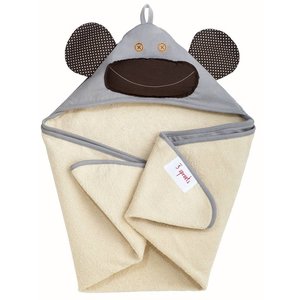 3Sprouts Hooded Towel Monkey Grey