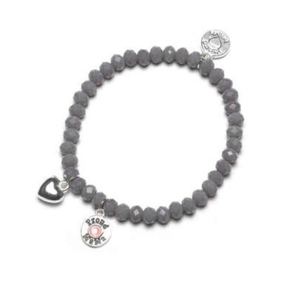 Proud MaMa armband Charm grijs roze