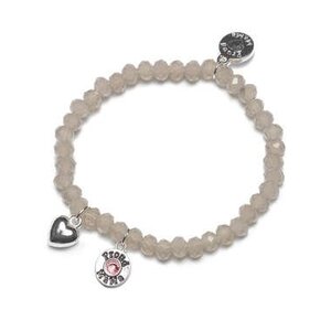 Proud MaMa armband Charm taupe roze