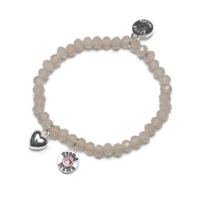 Proud MaMa armband Charm taupe roze