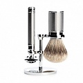 Muhle Chromen set met Safety Razor en Silvertip kwast