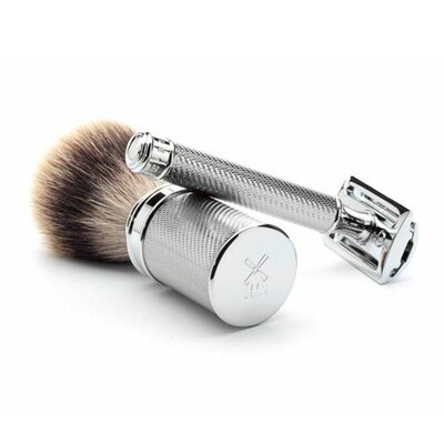 Muhle Chromen set met Safety Razor en Silvertip kwast