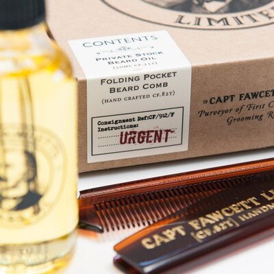 Captain Fawcett Baardolie en snorkam giftset