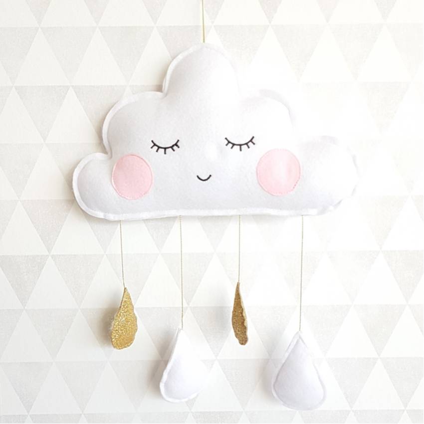 Babykamer Decoratie Vilten Wolkje Met Druppels huismerk kopen in de aanbieding
