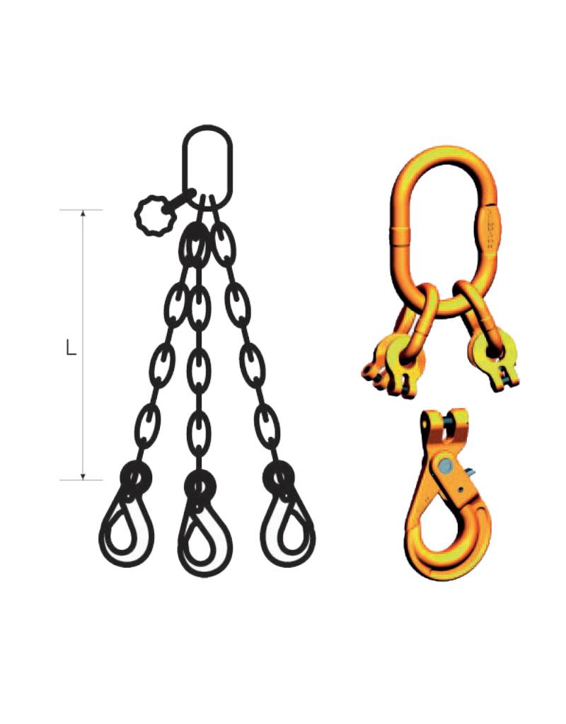 Pewag Ketting 3-Sprong G10 met Veiligheidshaak