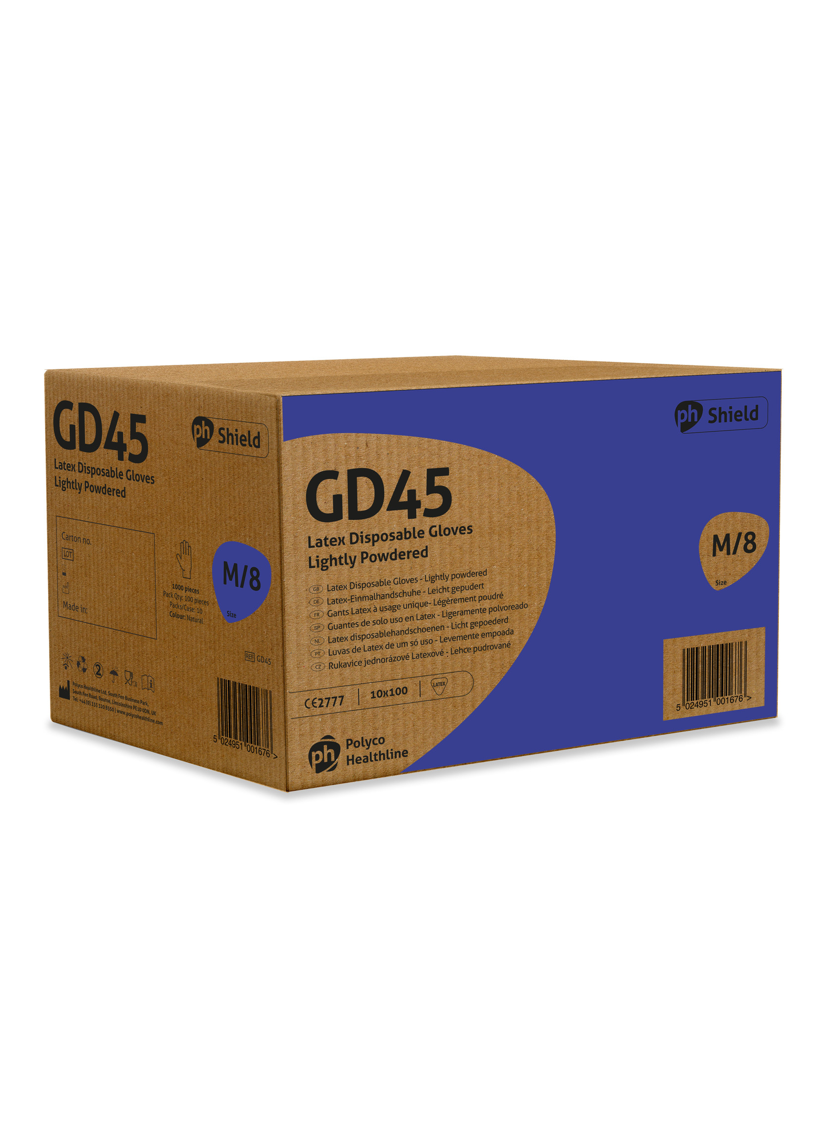 SHIELD Witte latex handschoenen lichtgepoederd Polyco SHIELD GD45 4,8 gram (10x100)