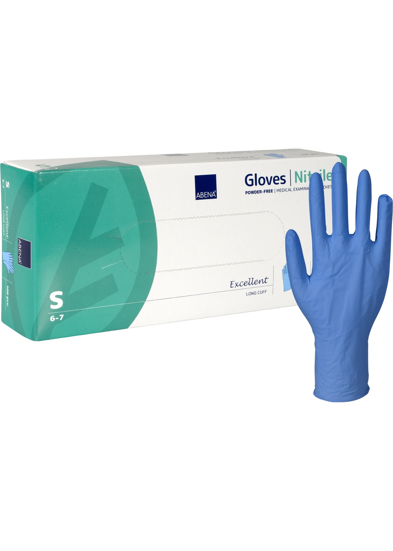 ABENA Blaue Nitrilhandschuhe puderfrei verlängerte Stulpe Abena Excellent 6 Gramm (10x100)