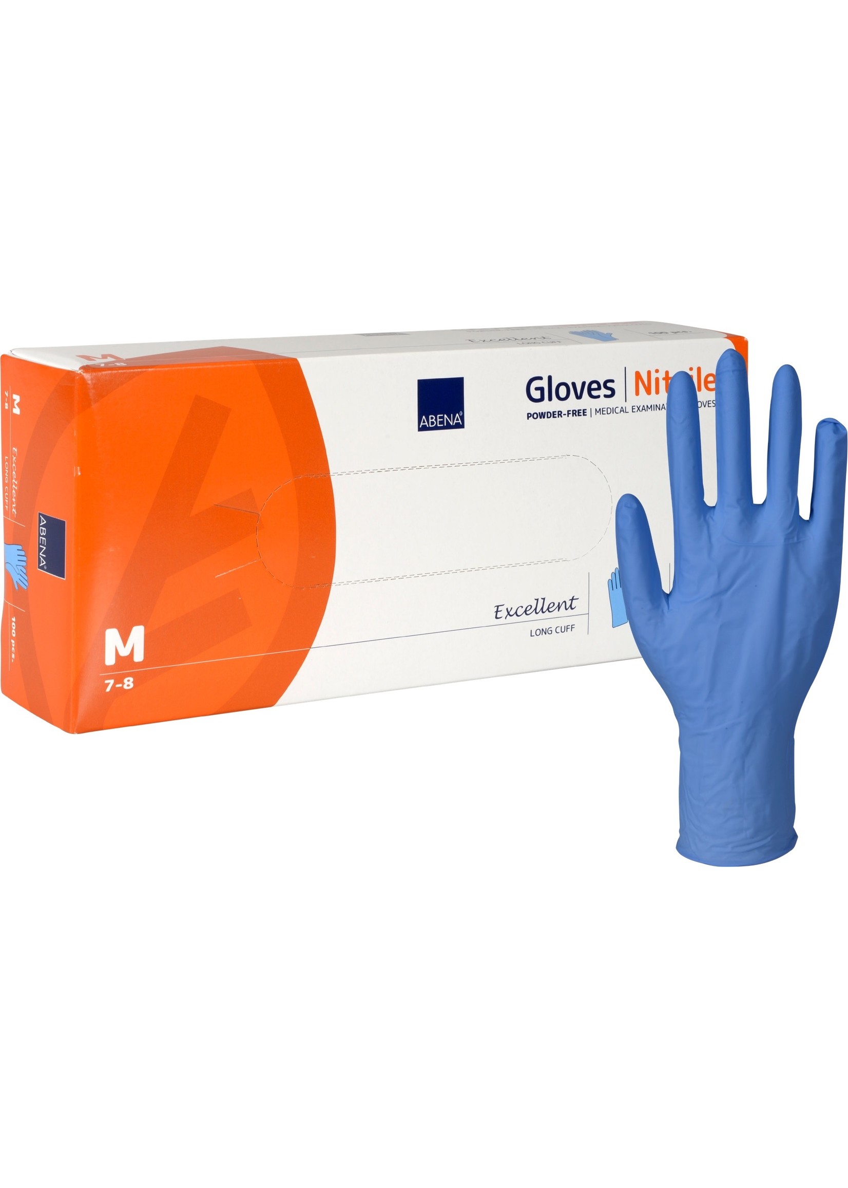 ABENA Blaue Nitrilhandschuhe puderfrei verlängerte Stulpe Abena Excellent 6 Gramm (10x100)