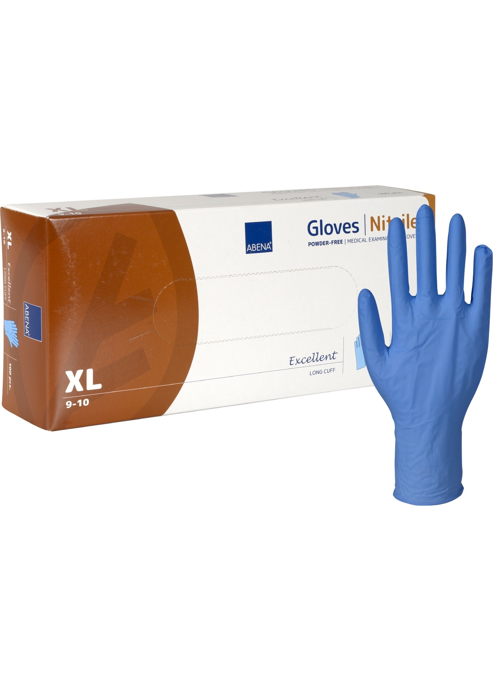 ABENA Blaue Nitrilhandschuhe puderfrei verlängerte Stulpe Abena Excellent 6 Gramm (10x100)