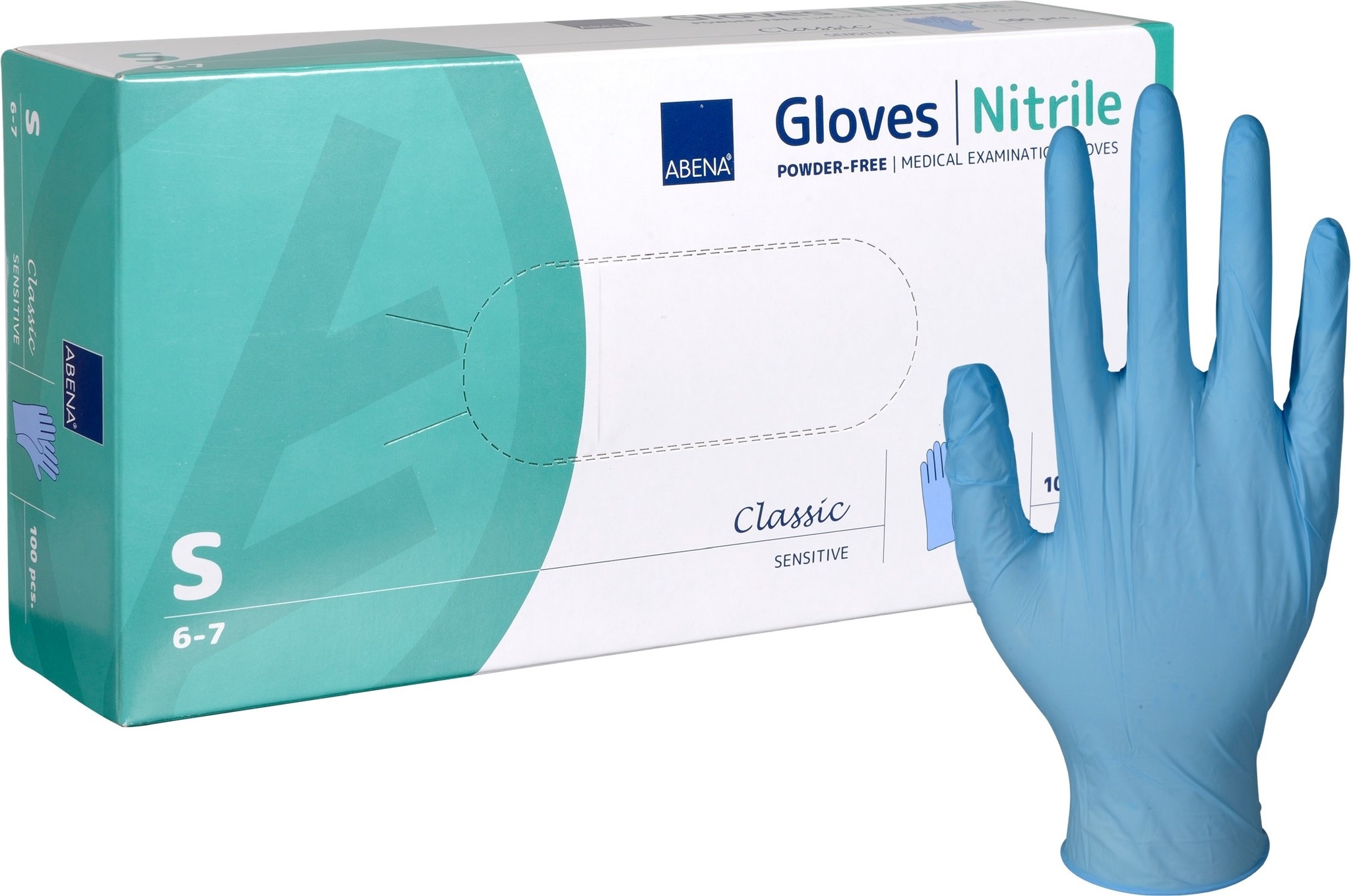 Blauwe nitril handschoenen Abena Classic Sensitive 100