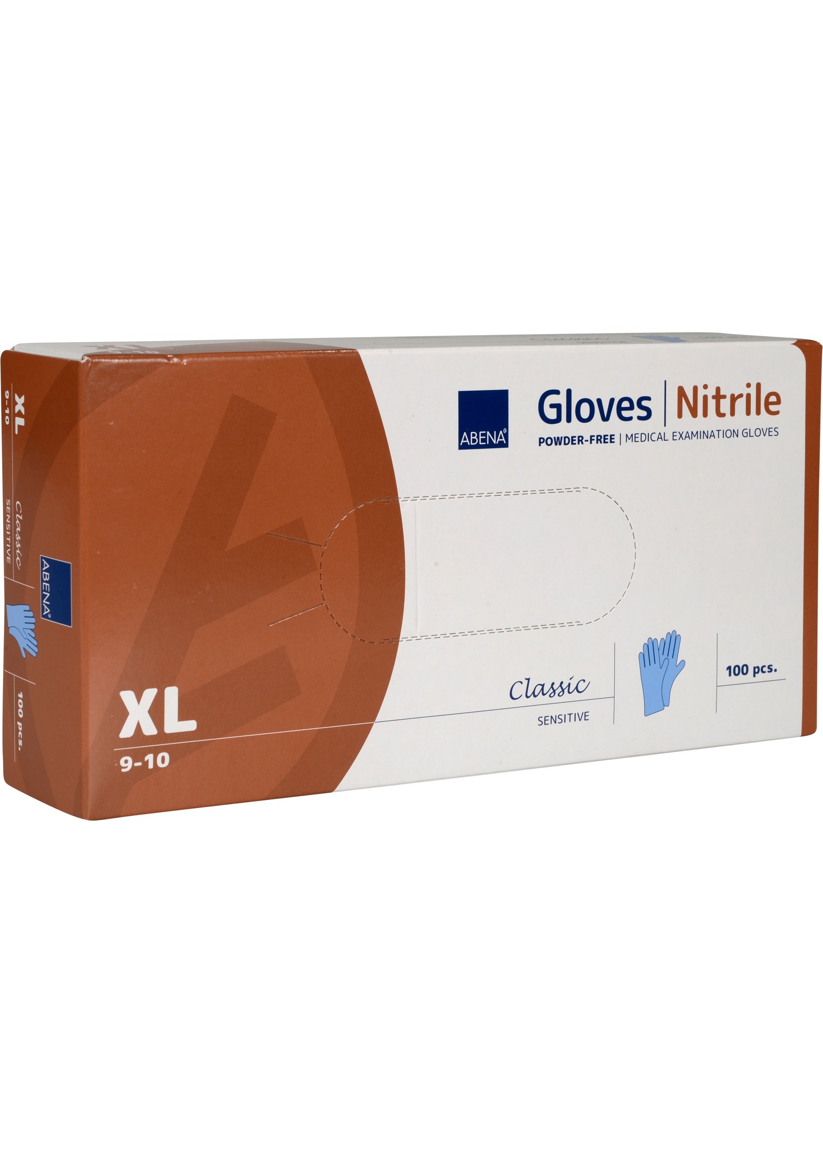 ABENA Blauwe nitrilhandschoenen  poedervrij Abena Classic Sensitive  3,2 gram (10x100)