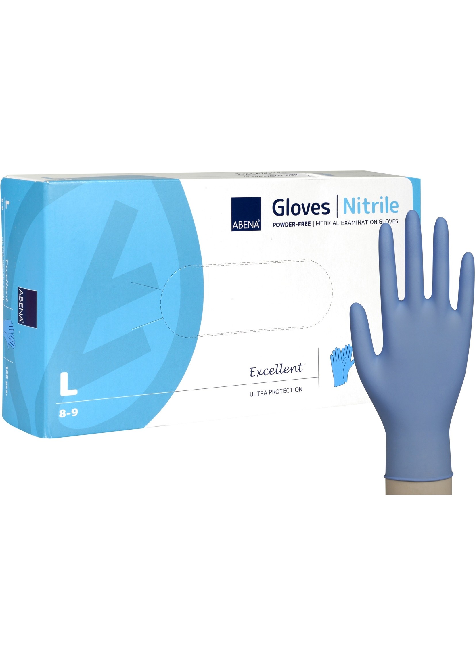 ABENA Gants nitrile bleu non-poudré médical Abena Excellent (10x100)