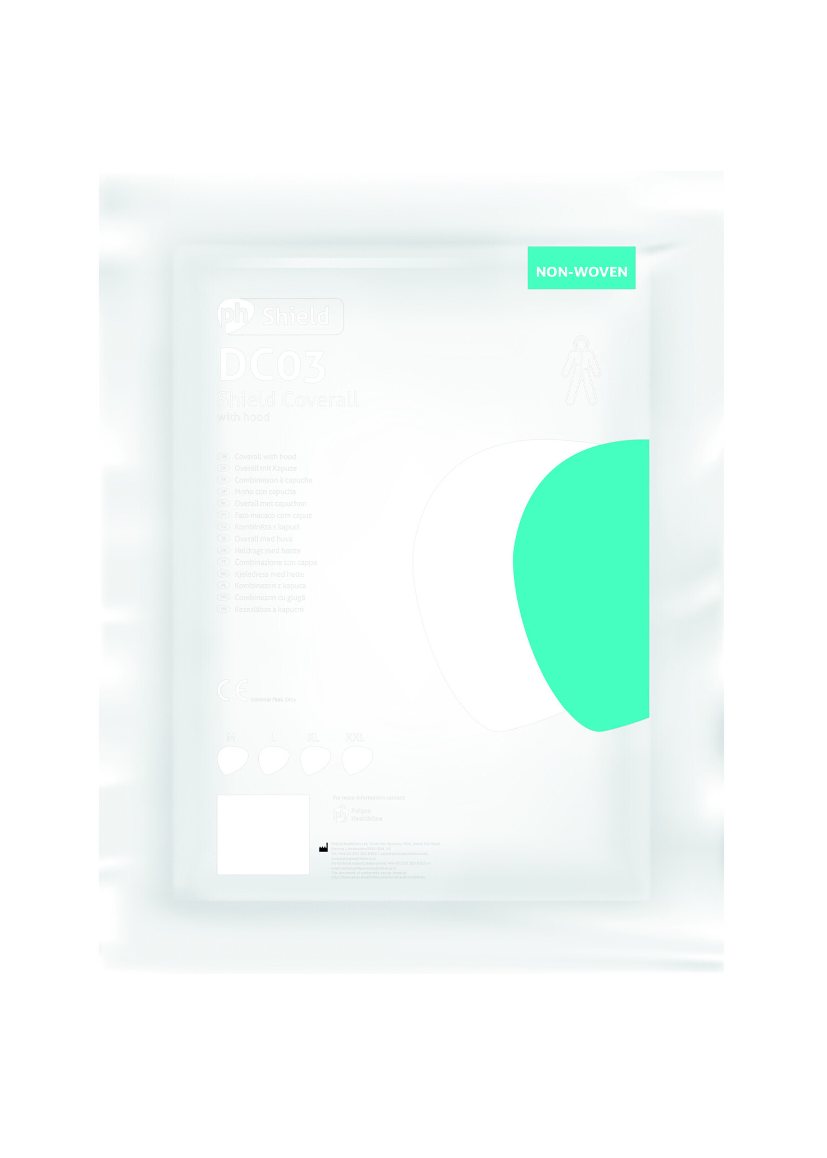 PH Polyco Healthline Disposable overall poly propyleen wit non-woven SHIELD DC03 (1x50)
