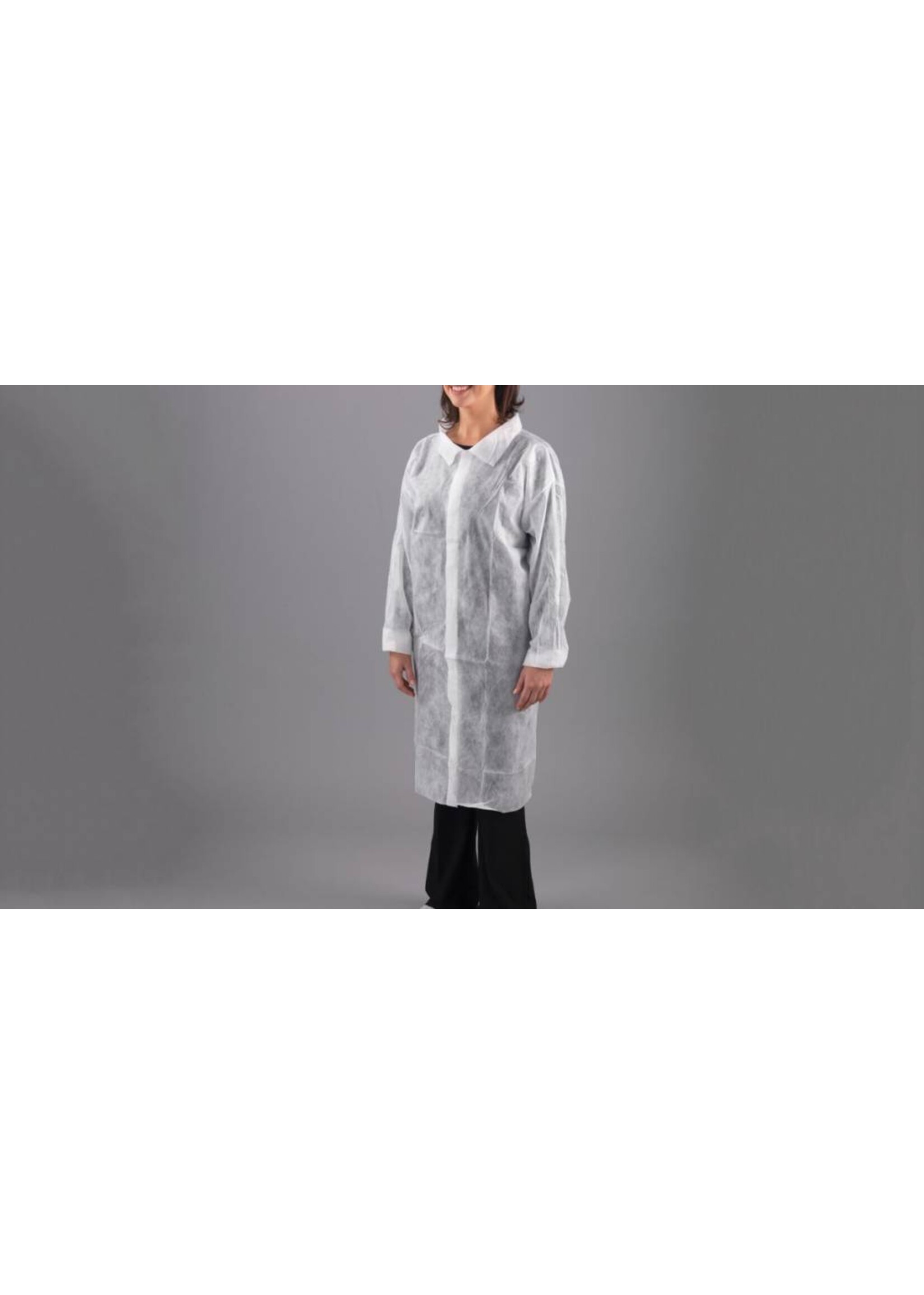 PH Polyco Healthline DESTOCKAGE: Blouse visiteur jetable poly-propylene non-tissé blanc SHIELD DC02 (1x100)