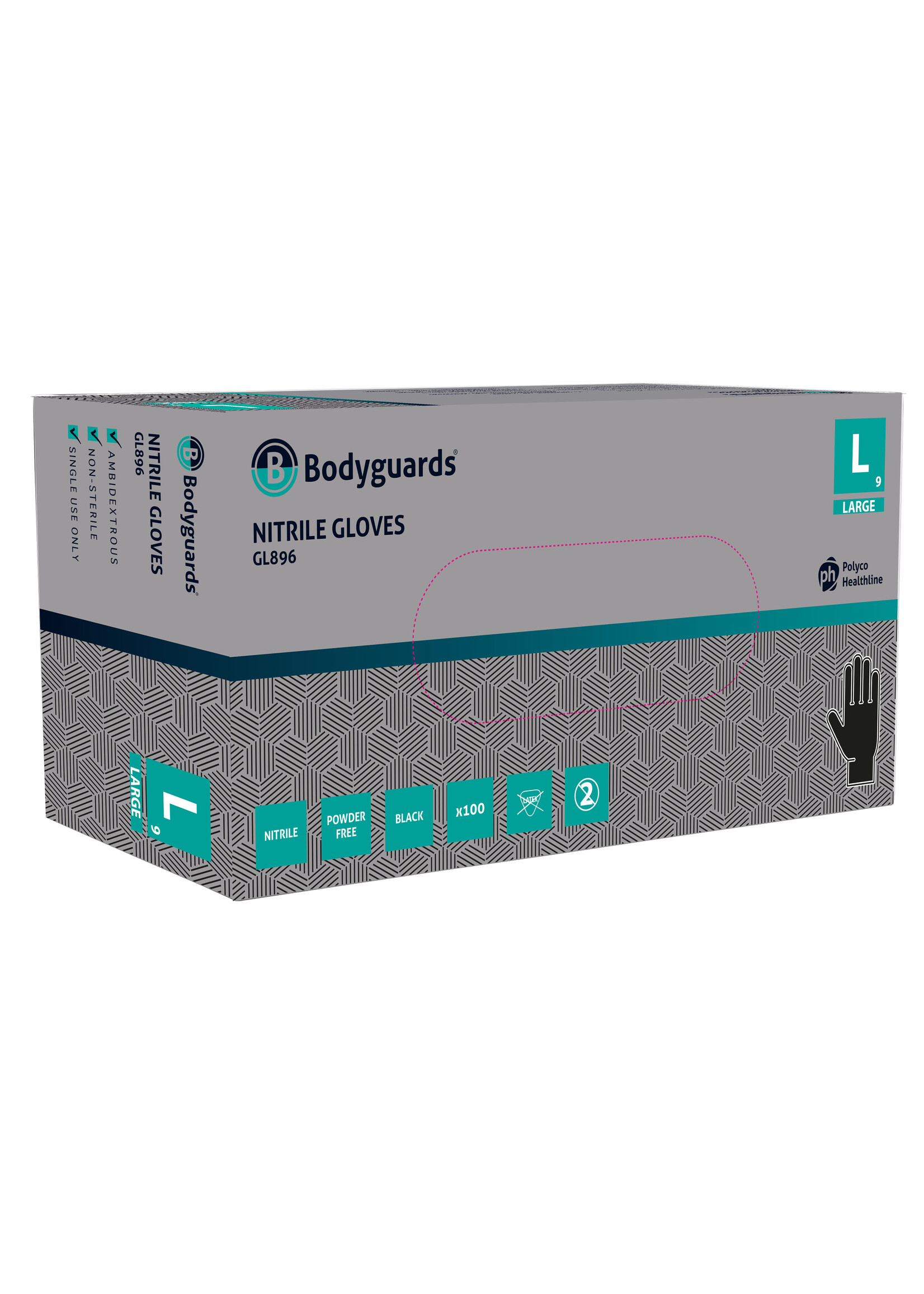 Bodyguards® Gants nitrile noir extra épais non-poudré PH Bodyguards® GL896 5,5 grammes (10x100)