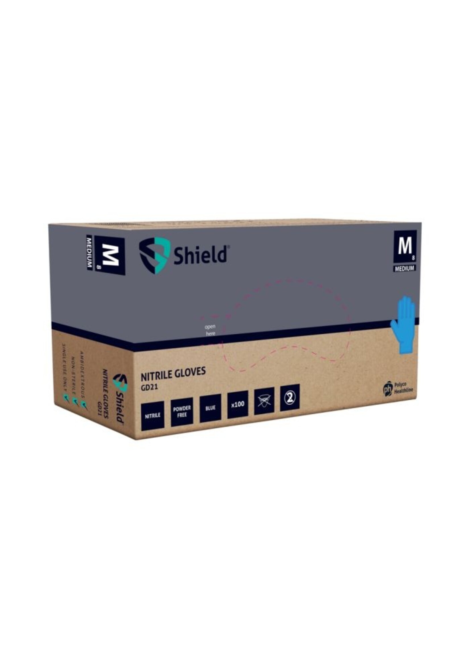 DESTOCKAGE: Gants nitrile bleu non-poudré EXTRA EPAIS SHIELD GD21 Polyco 5 grammes (10x100)