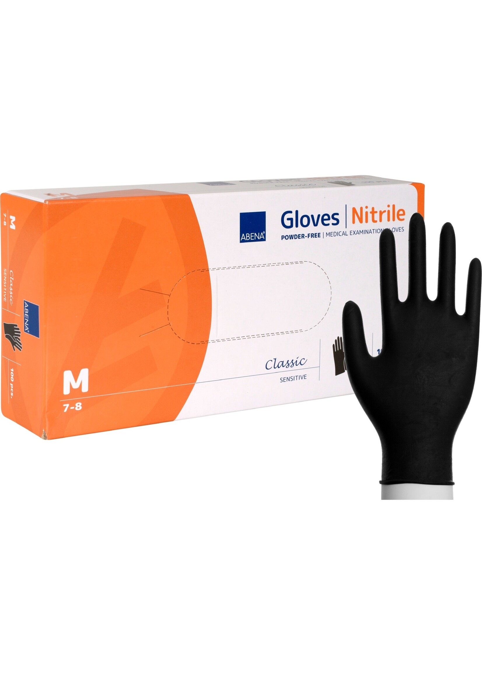 ABENA Gants nitrile noir non-poudré Abena Classic Sensitive 3,5 grammes (20x100) # PACK AVANTAGE