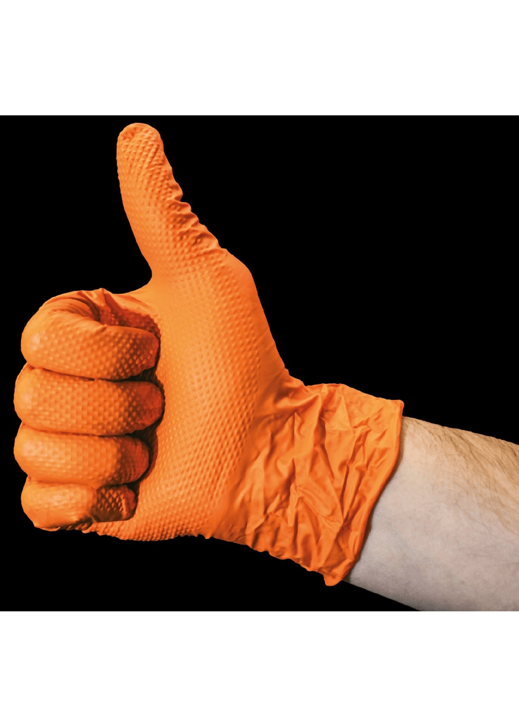 Oranje nitrilhandschoenen 9,7 gram met EXTRA GRIP Glove Plus TUFFIES Diamond Grip (10x50)