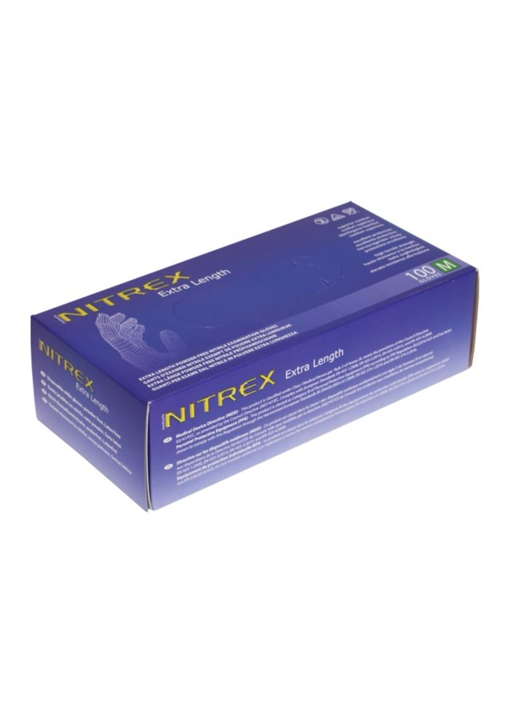 Polyco Healthline NITREX Blauwe nitril handschoenen poedervrij met lange manchet PH NITREX EGN08 300 mm 6,5 gram (10x100) dikte ●●●●●