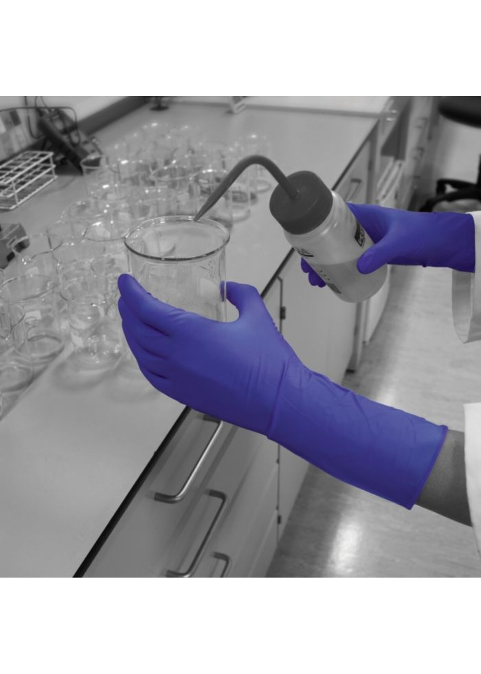 Indigo Nitril Handschuhe puderfrei , Accelerator-Frei, Low Derma, verlängerte Manschette PH HandSafe GN830 290 mm 5 Gramm (10x100) Dicke ●●●●