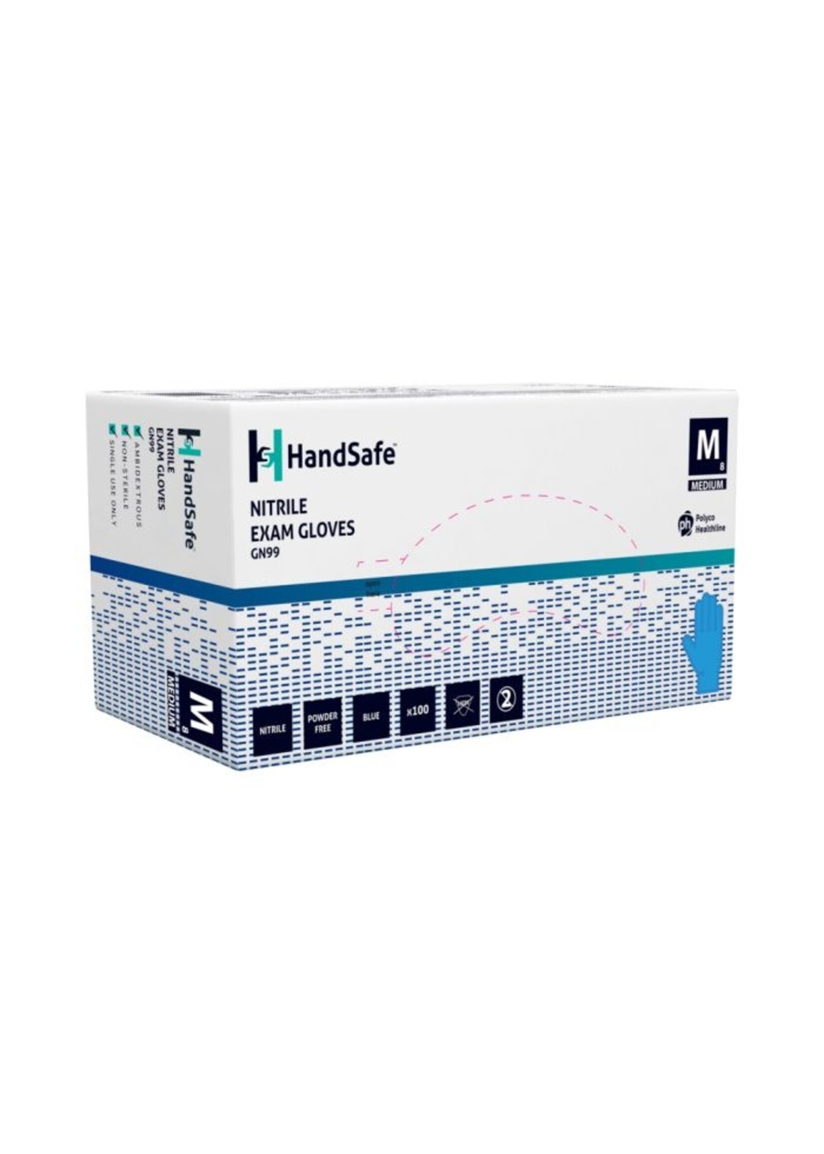 Blaue Nitril Handschuhe mit überlegener Stärke 9 Newton, hohe Reiß- und Durchstoßfestigkeit, PH HandSafe GN99 5,4 Gramm (10x100) Dicke ●●●●