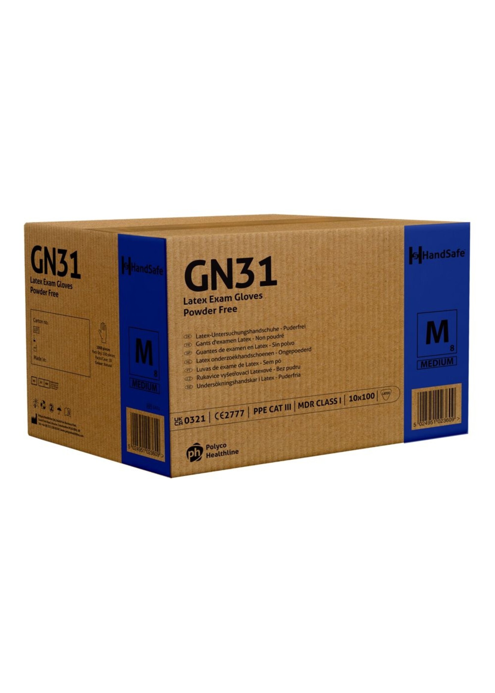 Weisse Einweg Latex Handschuhe puderfrei medical PH HandSafe GN31 5,5 Gramm (10x100)